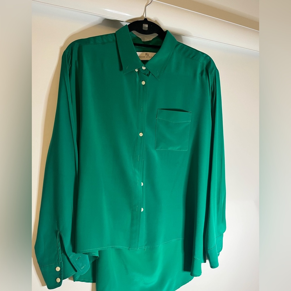 Amanda Uprichard Green Silk Blouse- Size L